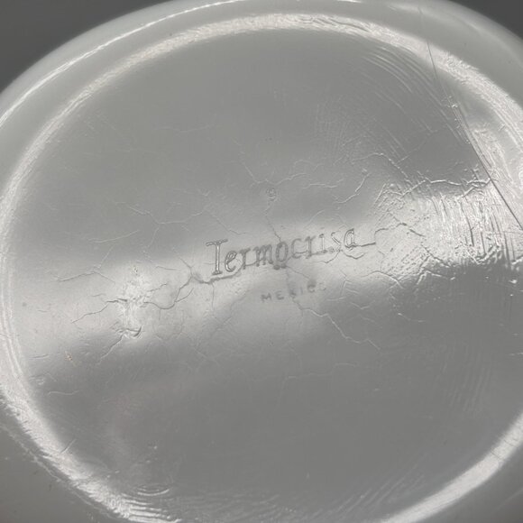 Vintage Termocrisa Mexico Milk Glass Casserole Dish With Clear Lid Pastel Floral - Picture 5 of 6